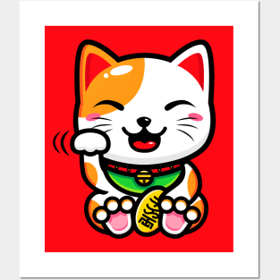 Kawaii Maneki Kitty Posters and Art